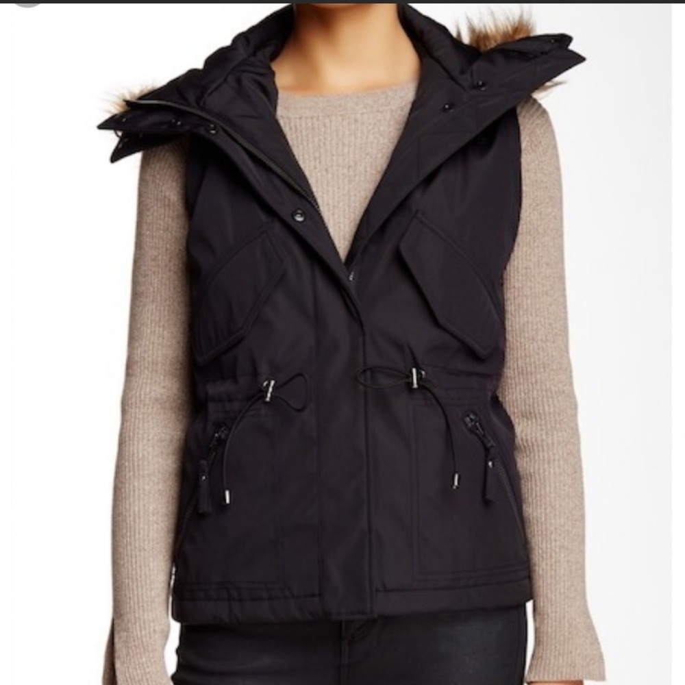 Nordstrom S13/NYC Zip up vest with removable fur